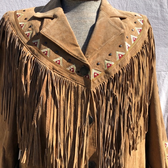 Roaman’s Suede Fringe Jacket Embroidered Size 16W - Picture 3 of 9
